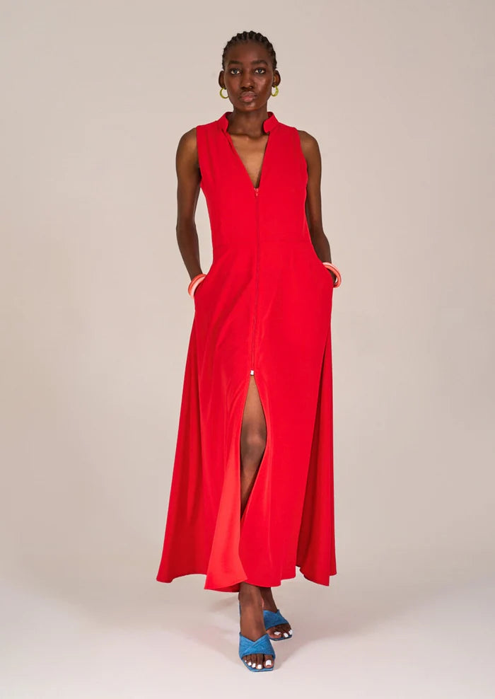 Kahindo Bokaap Orange Bamboo Dress with v-neck