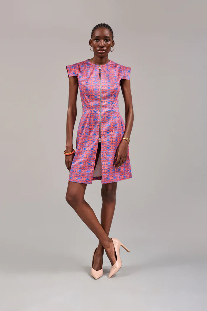 Kahindo Rand Tunic Dress with pockets and two-way gold zip