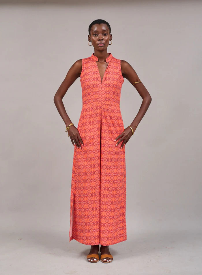 Kahindo Watershed Sleeveless Jumpsuit with v-neck design