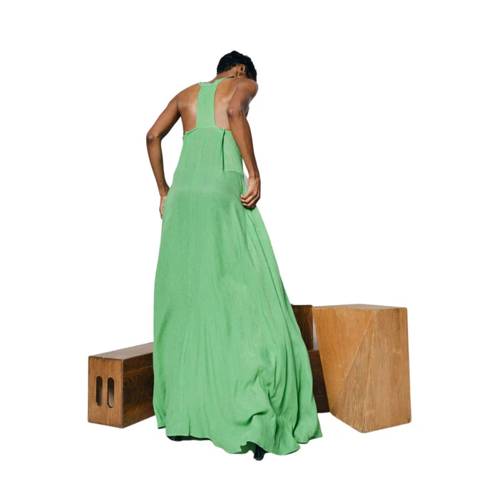 Kahindo Cape Verde Maxi Dress with a flattering halter neck and chic wrap-around style