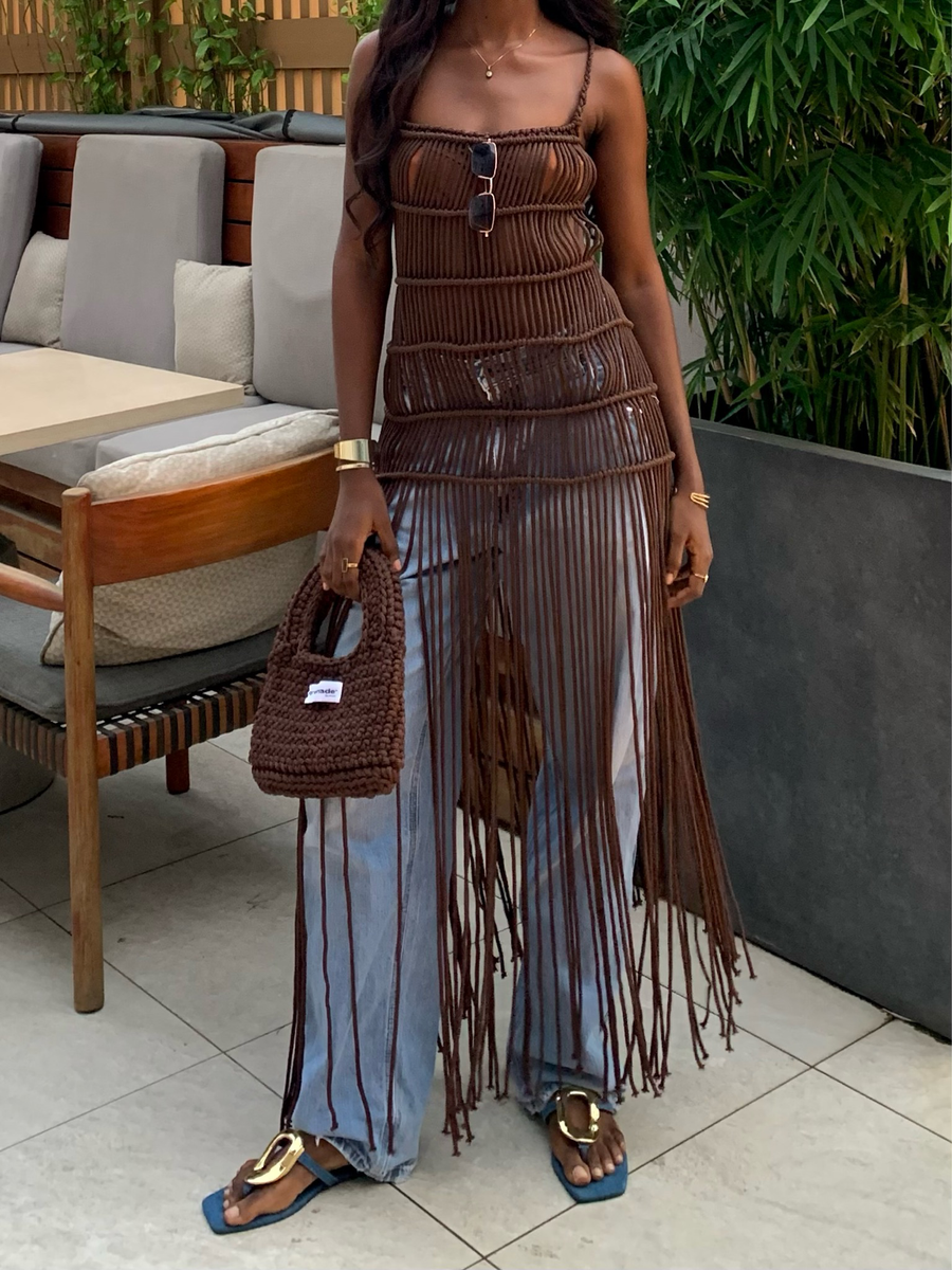 Qreenade The Ria Macrame fringed beach Dress