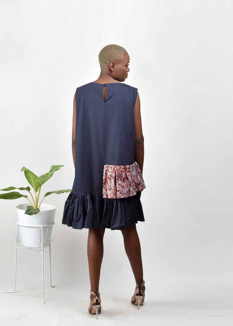 Aimas Owaro cotton dress with Adire layer