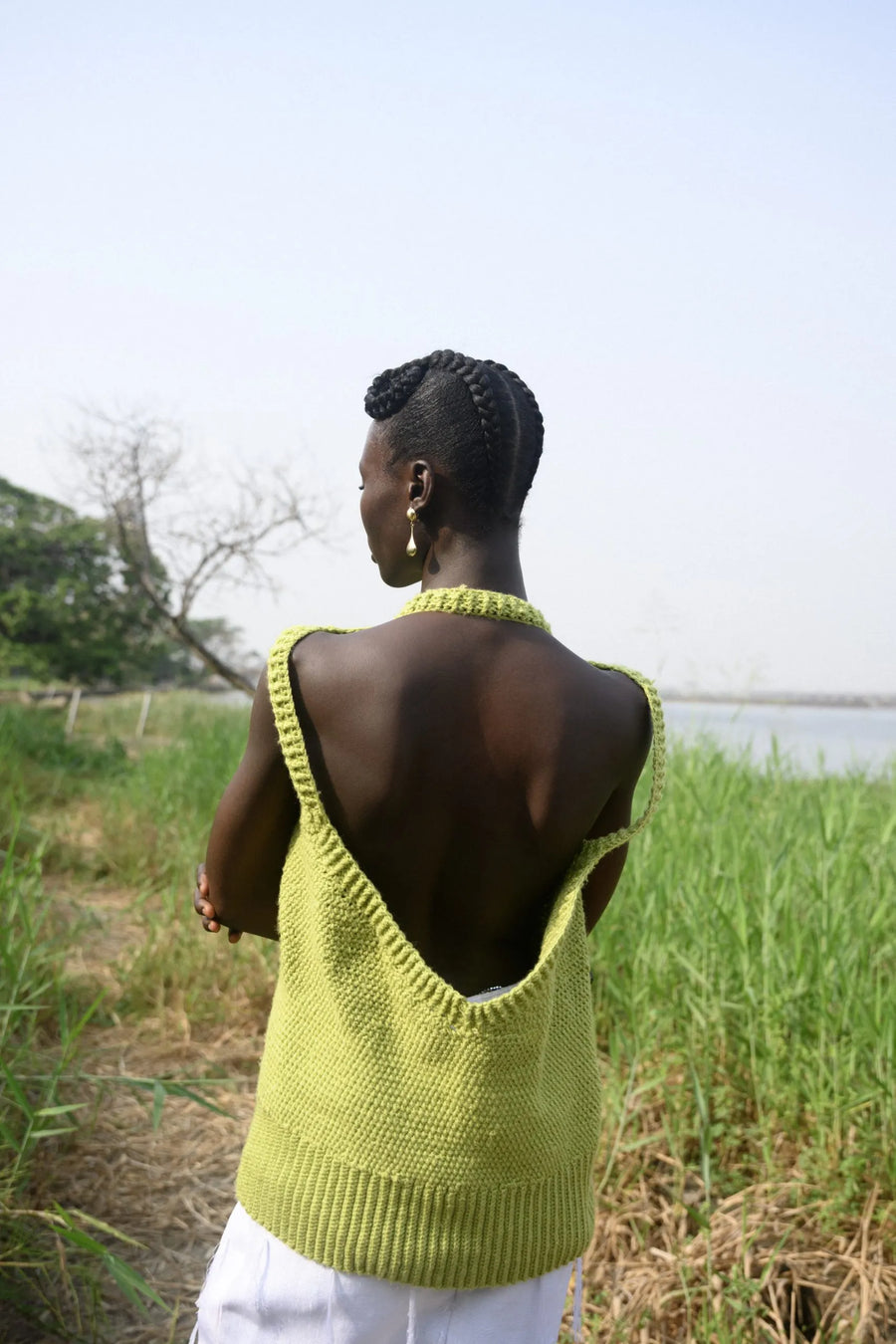 Abiola Olusola Sege Top with Back Crochet Vest