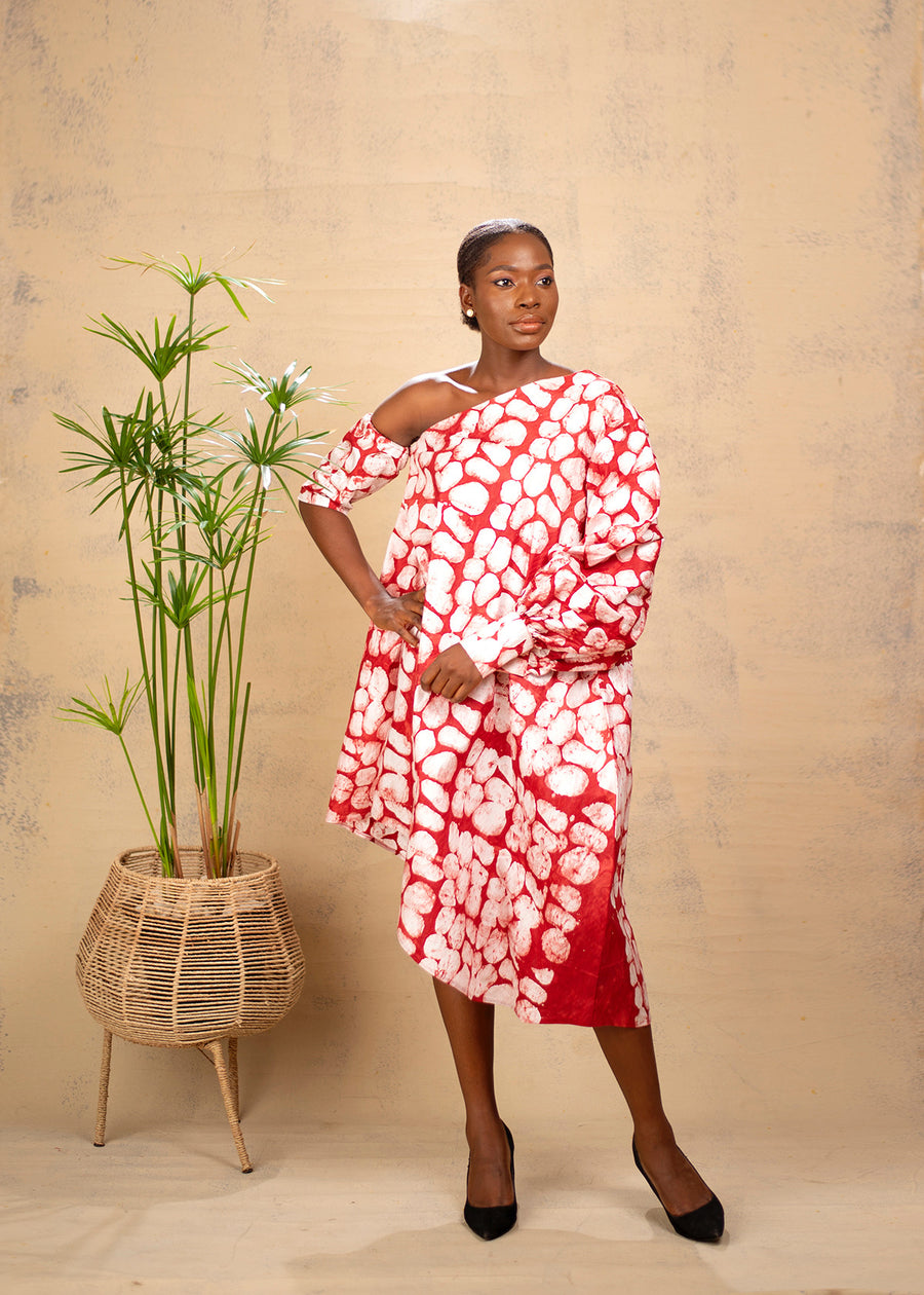 Aimas Onwe admire Asymmetric style dress