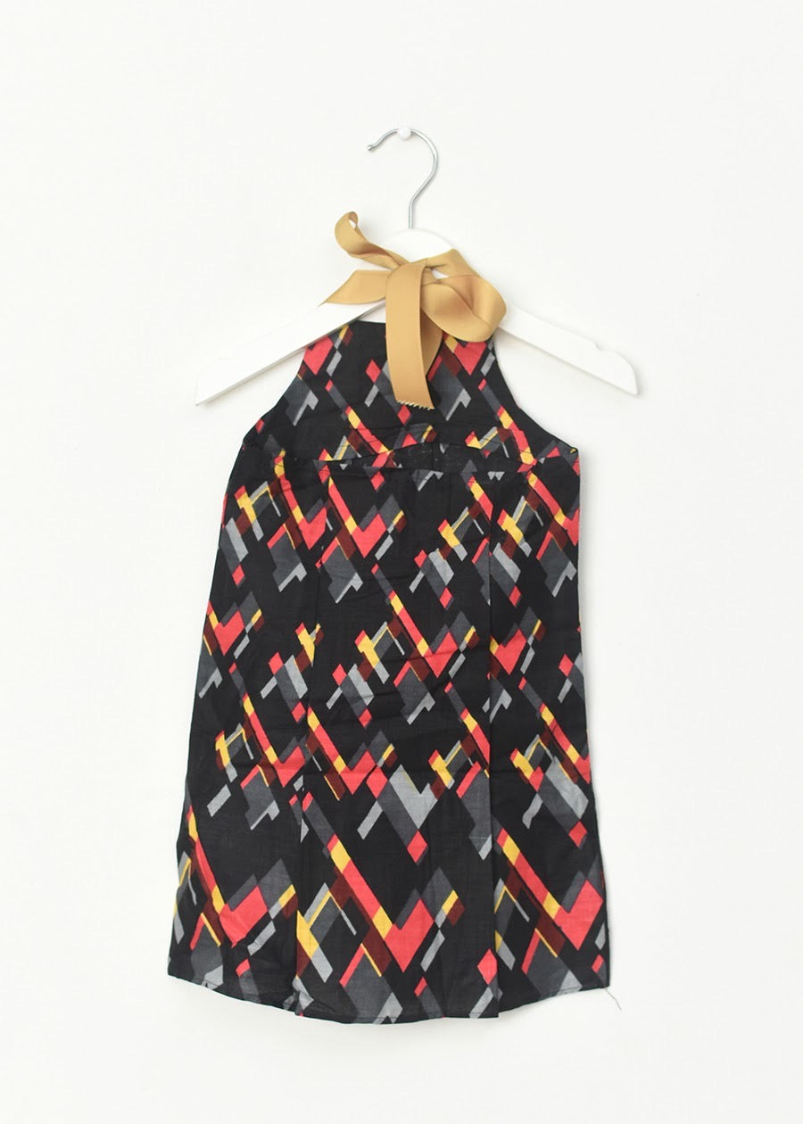 Aimas Litzia Print pleated halter style dress with ribbon tie detail