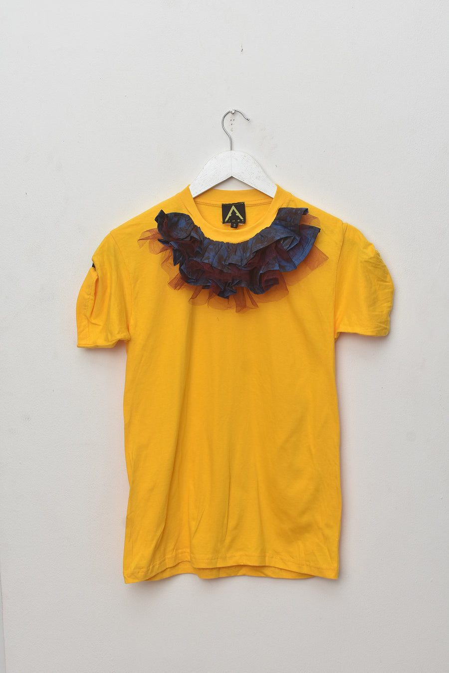 Aimas Ruffle Crew neck tee with Ankara and tulle ruffle detail