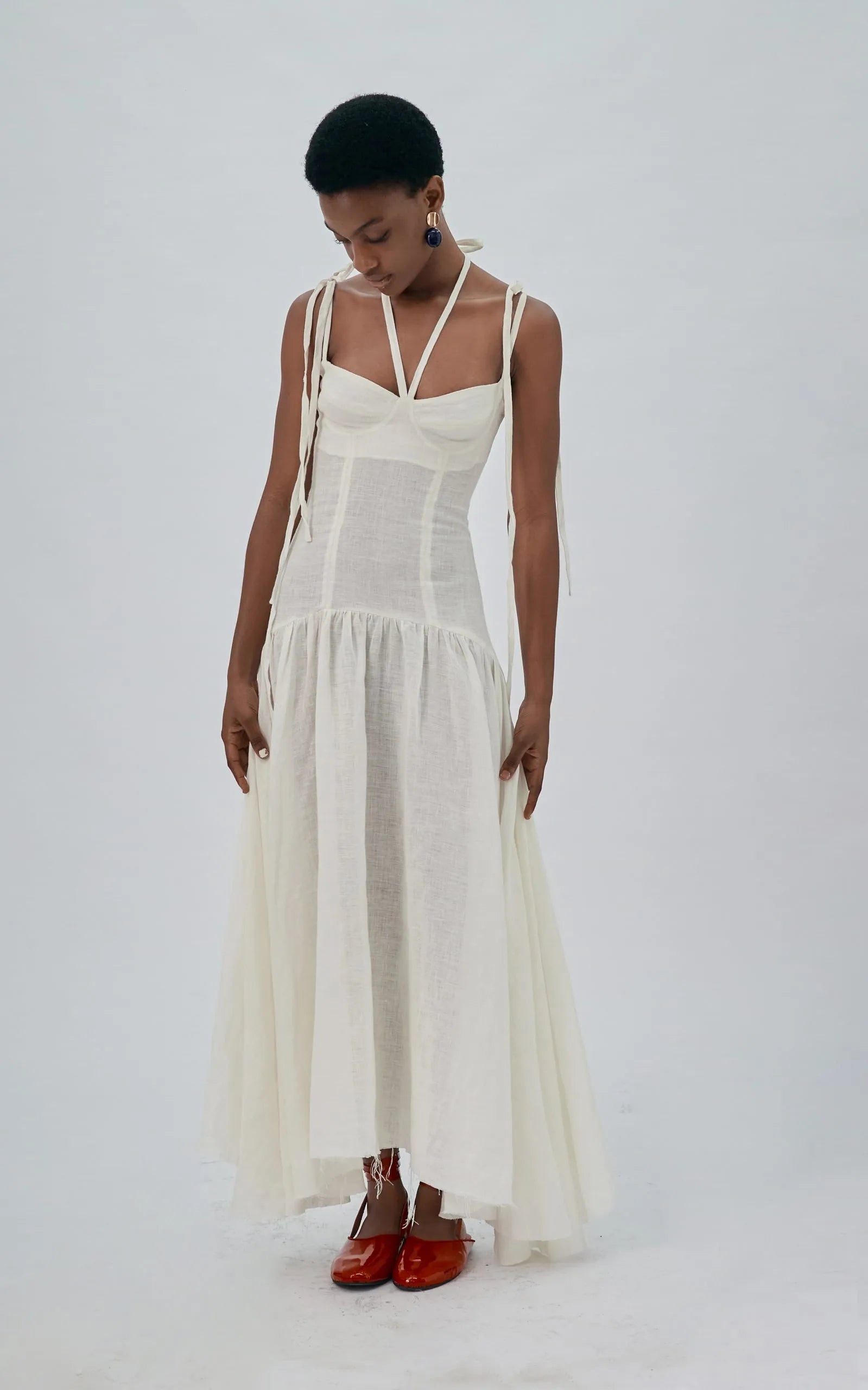 Abiola Olusola MULTIPLE STRAPS, BUSTIER CUT, RAW HEM YAMI DRESS ...