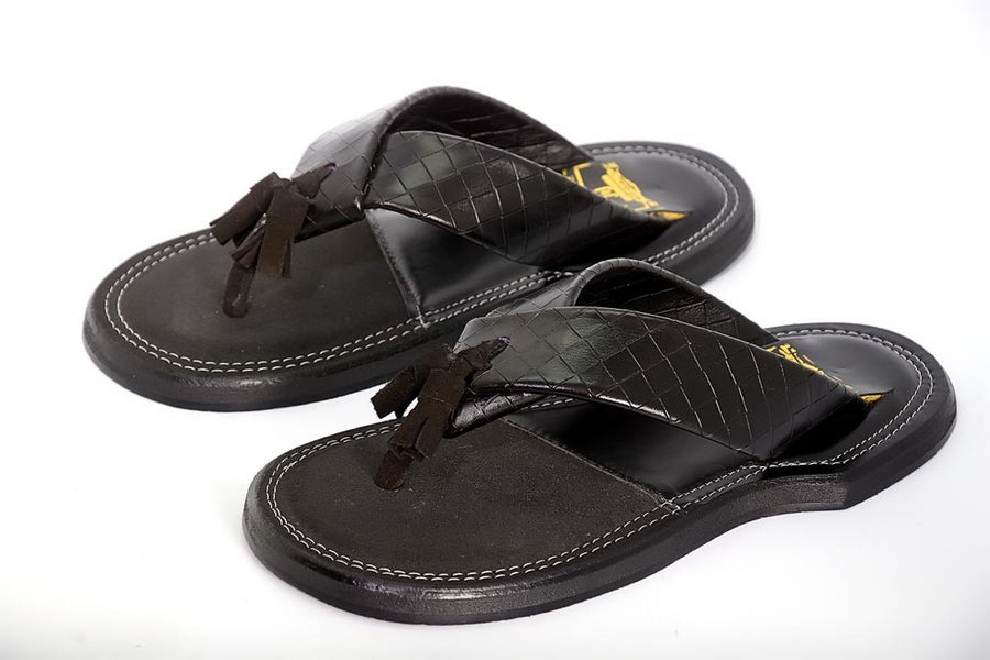 The Akan Black ornament Slippers in modern design