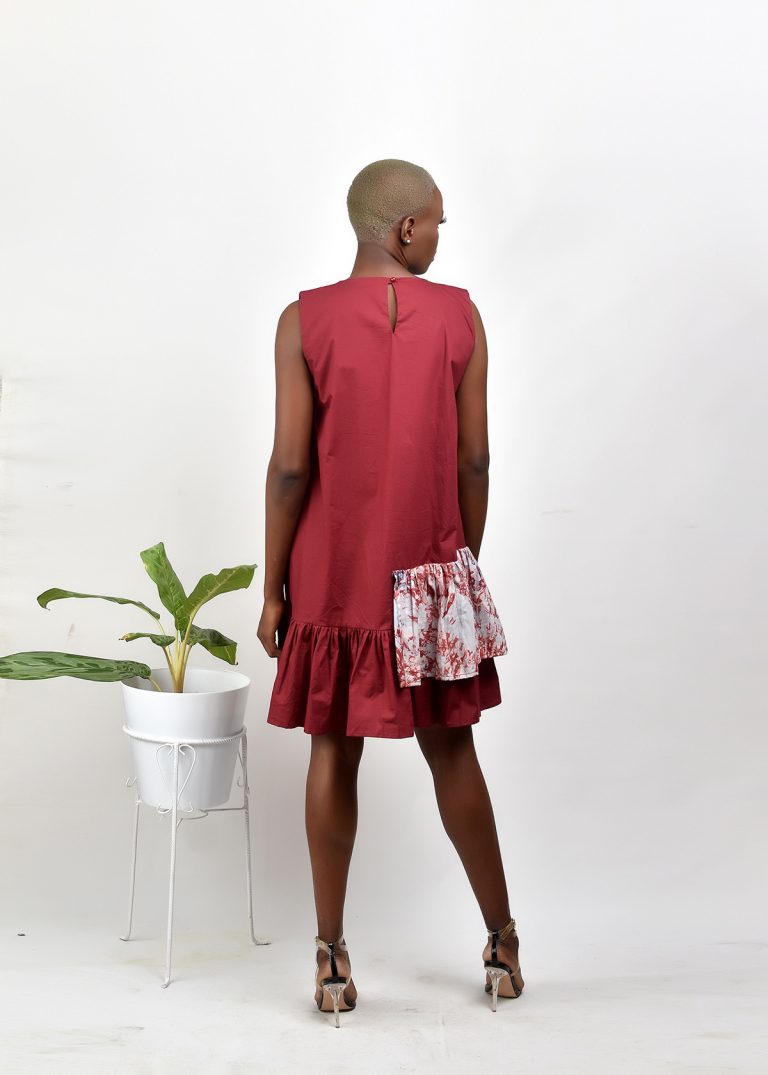 Aimas Owaro cotton dress with Adire layer