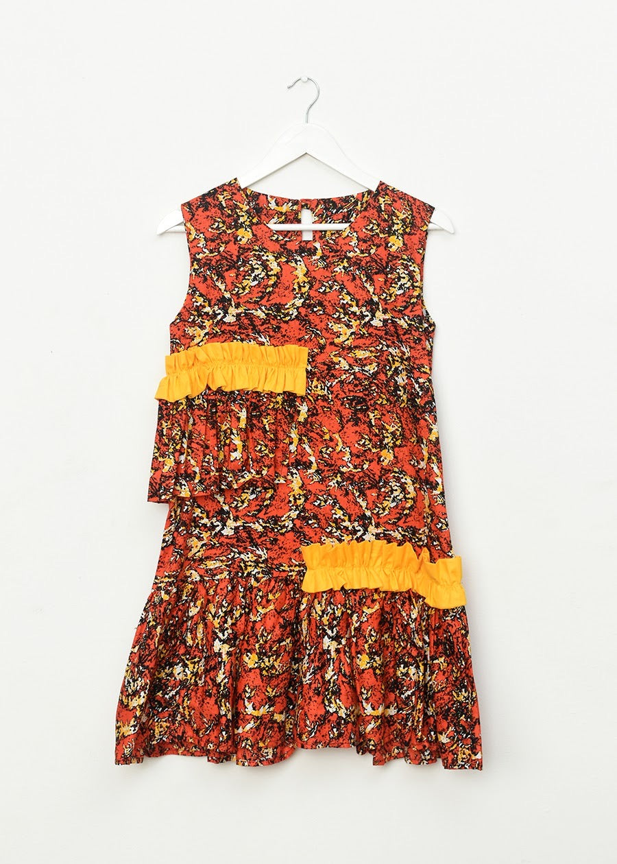 Aimas Kete Layered print dress with ruffle detail for teens