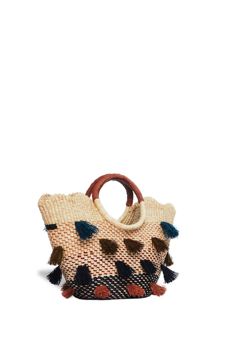 AAKS Scallop Tote bag with leather detailing and a braided dual handle