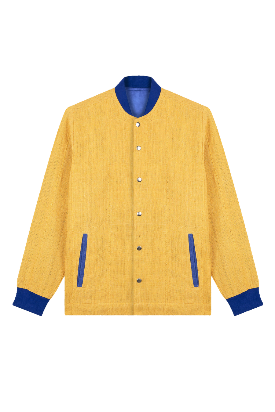 The Burna VII yellow + royal blue bomber jacket