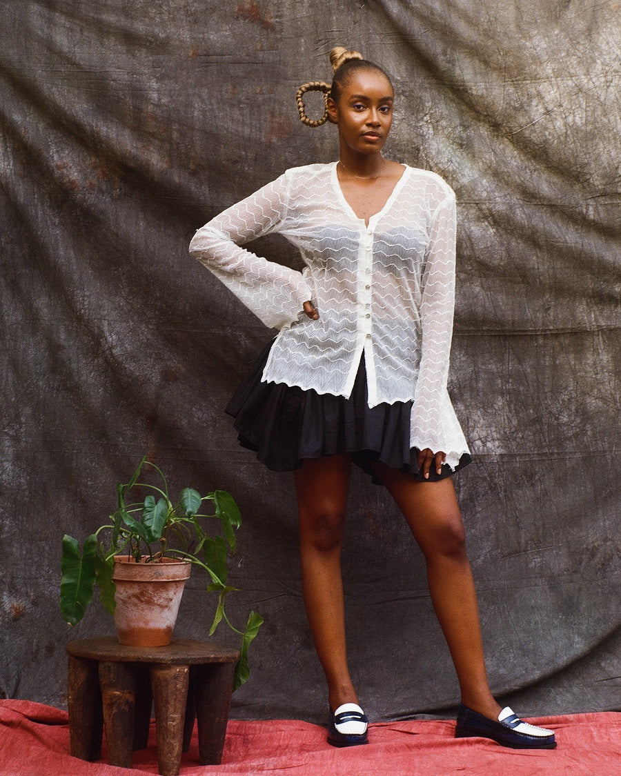 white sheer blouse