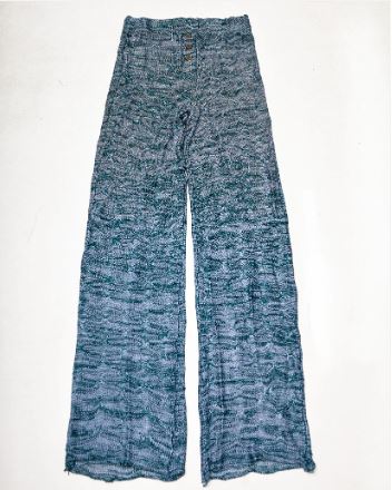 Bloke Blue Marl Knit Trousers with coconut shell buttons