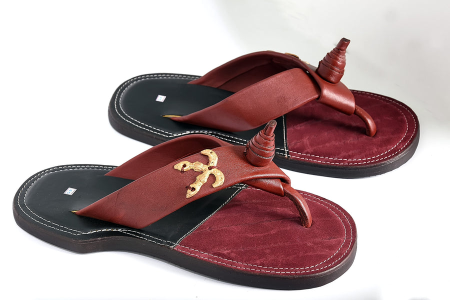 The Akan leather accent Coziest Slippers
