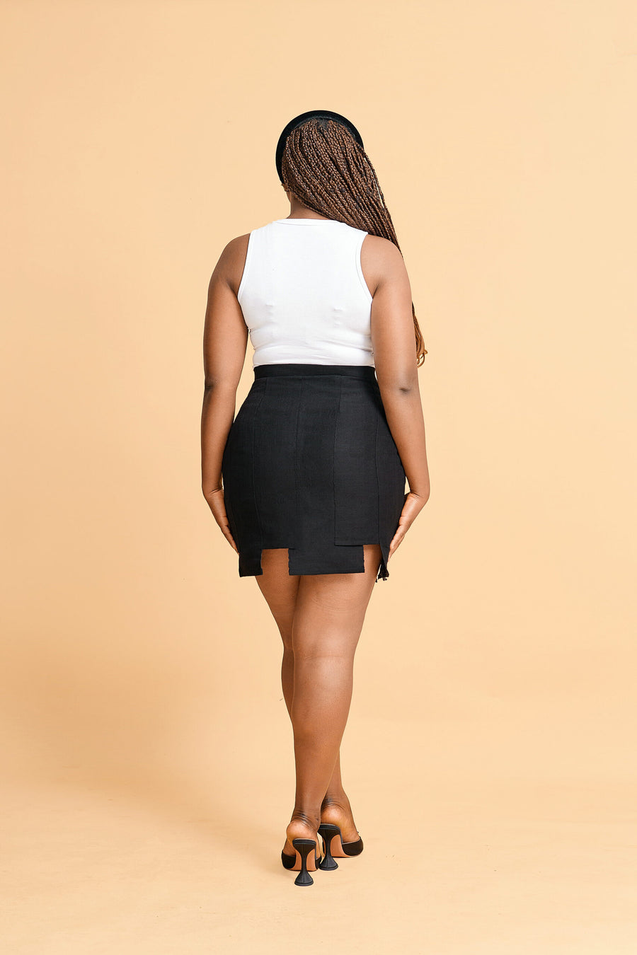 Erilyn Yinka Aso-Oke mini skirt with front zip fastening