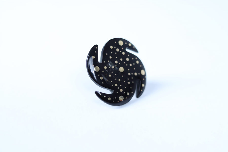 Ankole Luxury Khari Dark Horn Ring with brass details