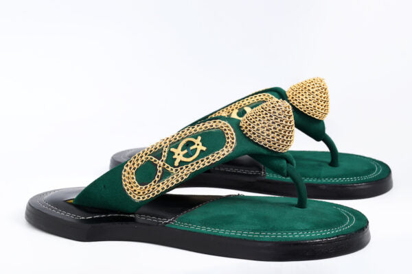 The Akan Gold Ornament Open Slippers