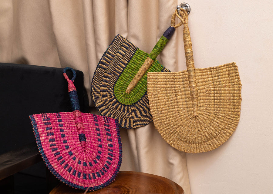 African Handwoven Wall Decor and hand-fan