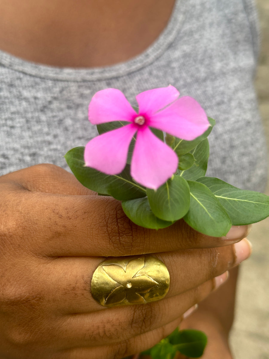 Renikeji Vinca Shield Ring with solid brass