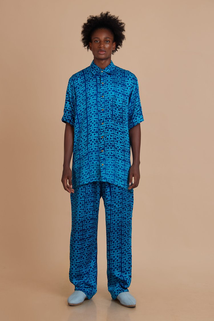 Jermaine Bleu JB Monogram Batik print Pants