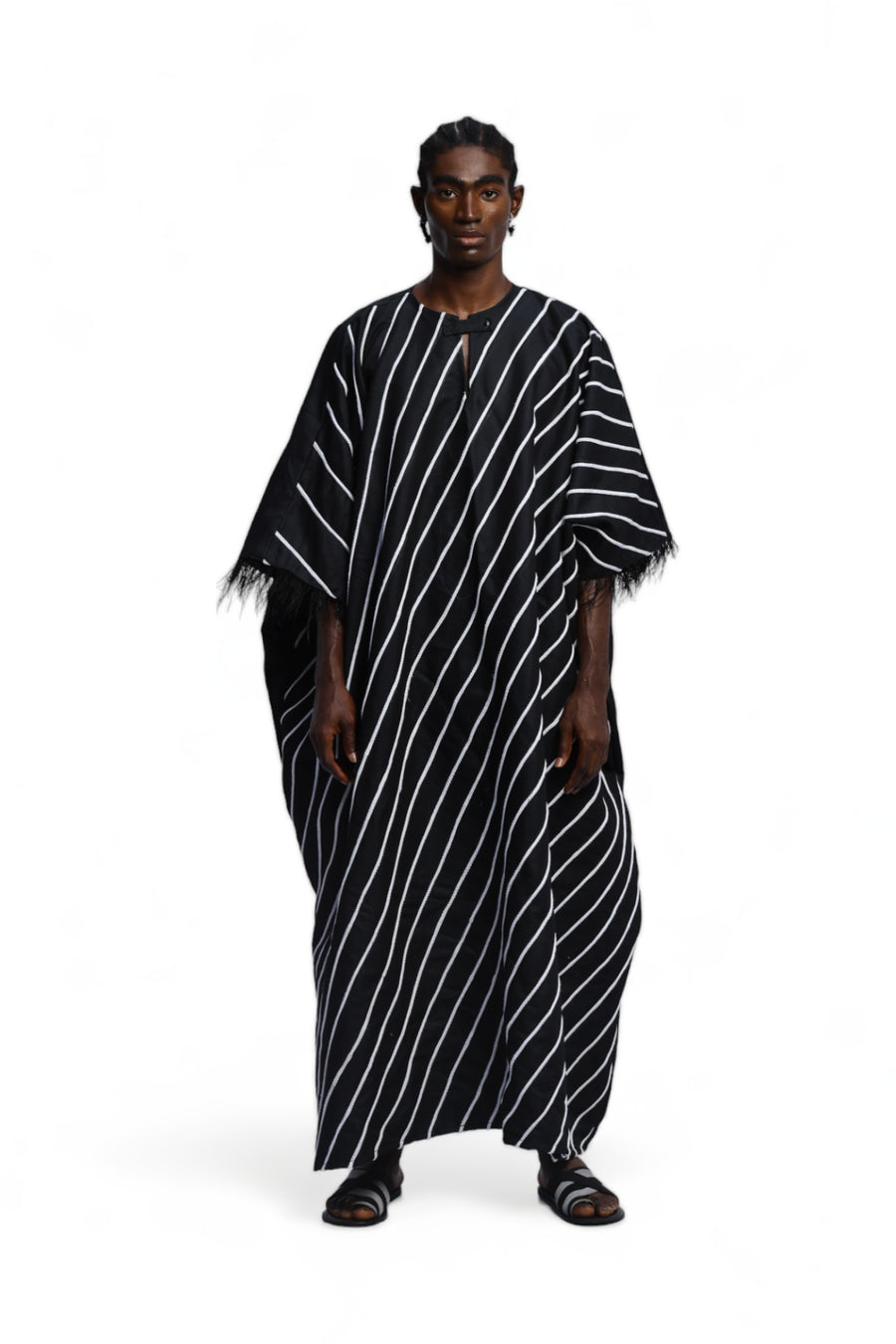 Cute-Saint Pele Boubou with diagonal 3D embroidery details