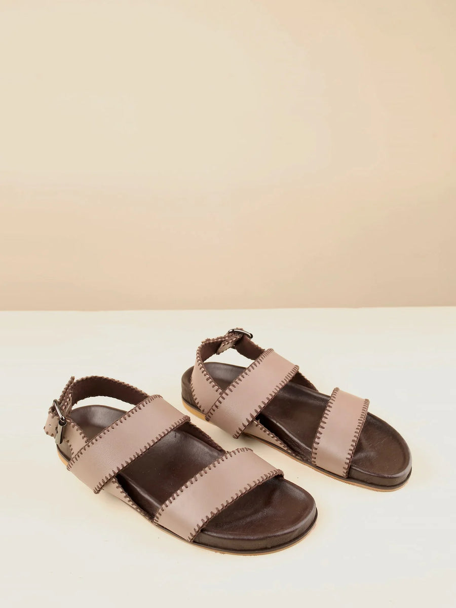 Maliko Double strap sandals with hand embroidery details