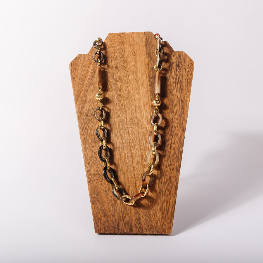 Ankole Luxury Amana Necklace with bronze links and Randon horn