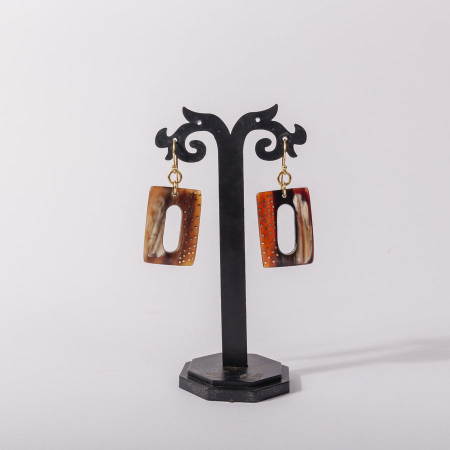 Ankole Luxury Aza Horn Earring with brass details