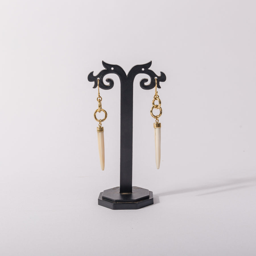 Ankole Luxury Jawabu Horn spike Earrings with brass