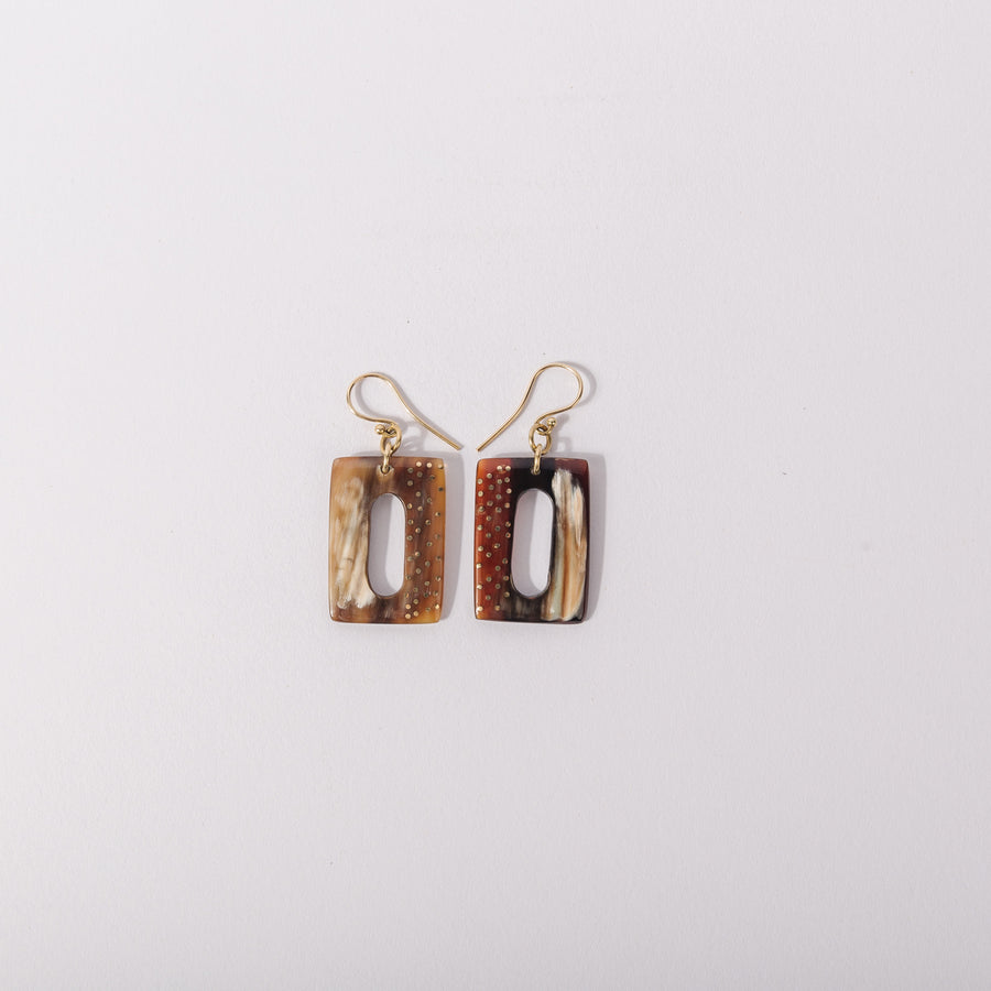 Ankole Luxury Aza Horn Earring with brass details