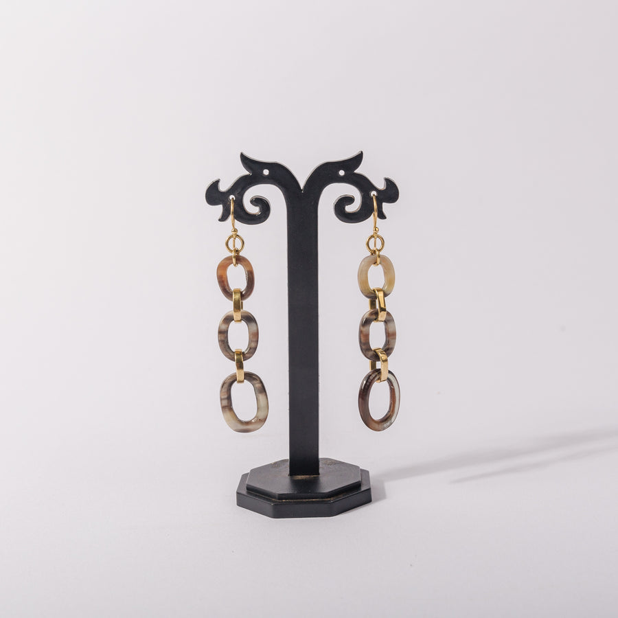 Ankole Luxury Oyana Horn Earring with brass links