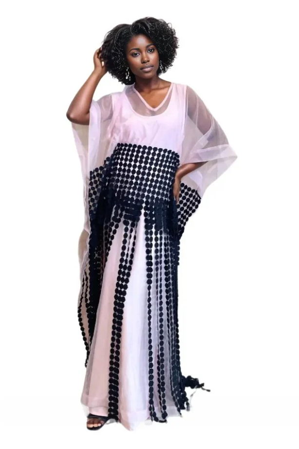 Yeside Laguda Amira Kaftan with a belt and a black tassel