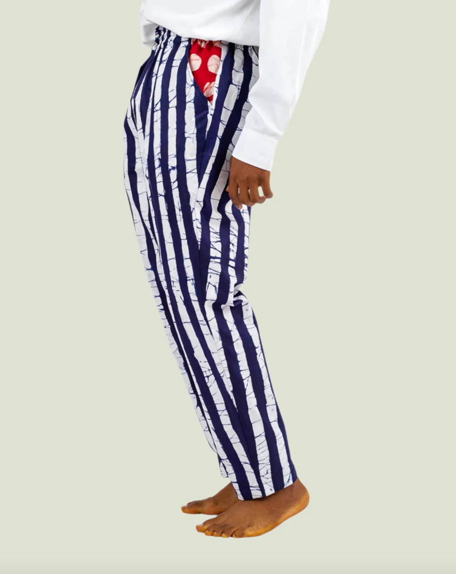 AGA CULTURE Emela Red Hand Drawn Stripe Straight Cut Trouser