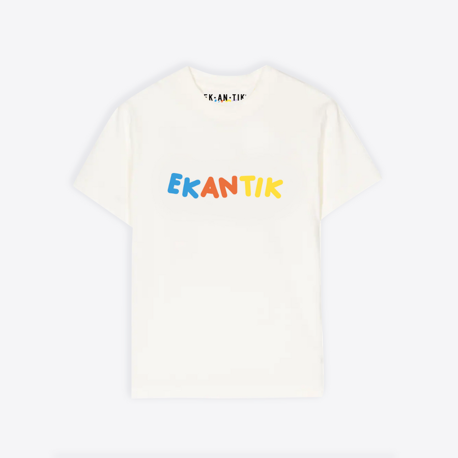 EKANTIK Multicolour Logo Print round neck T-Shirt