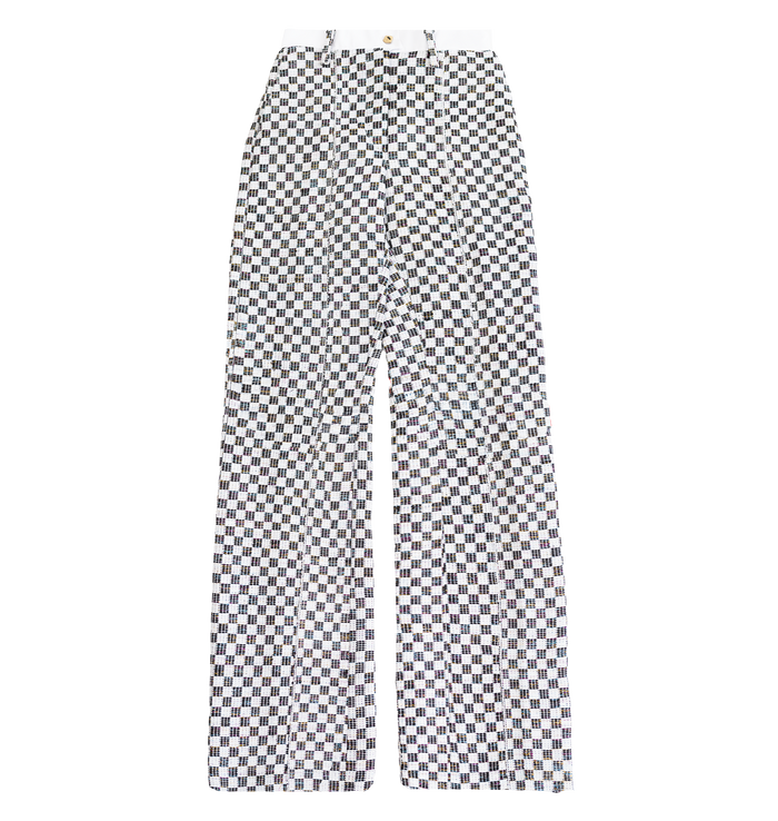 The Tsisti III black and white high-waisted pants with a duchess satin belt