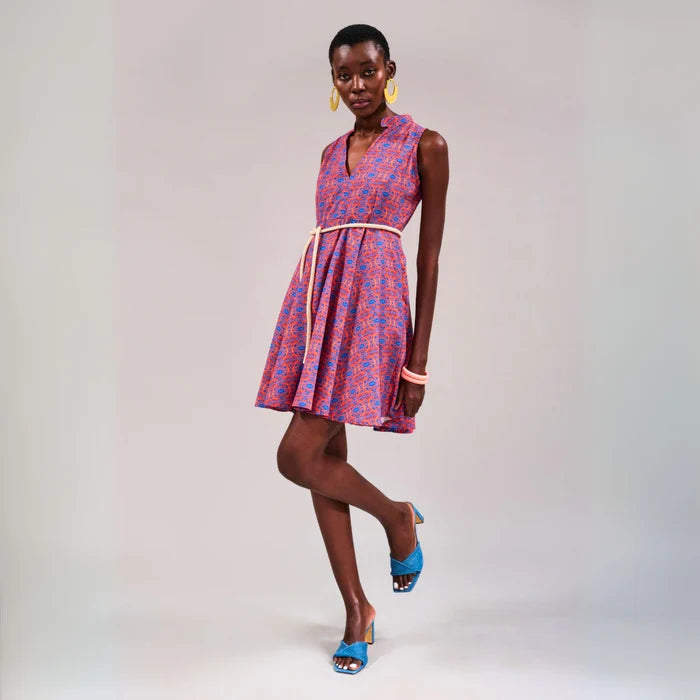 Kahindo Houtbay Sleeveless Dress with pockets and a chic band collar