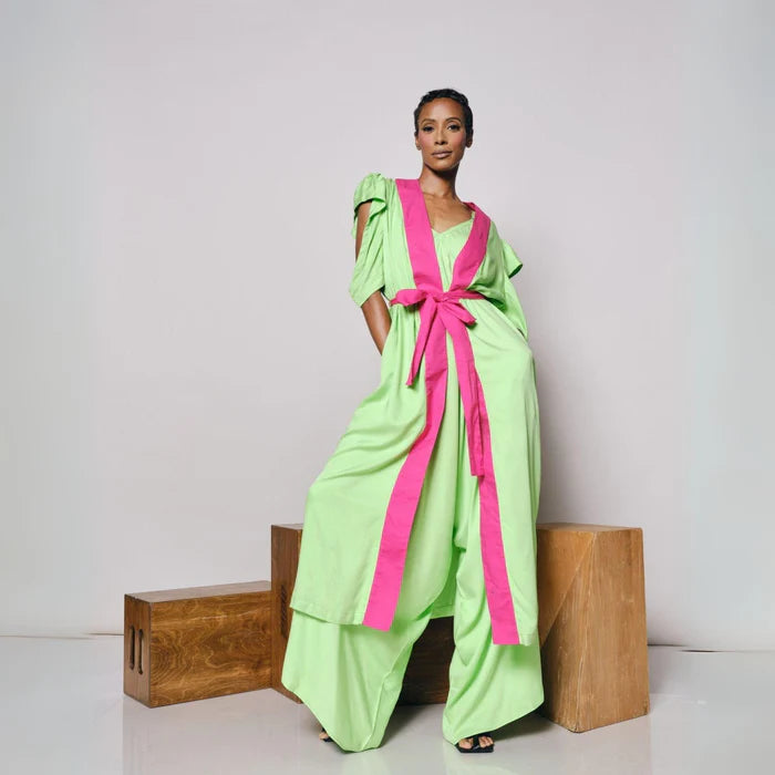 Kahindo Naivasha Kimono with Removable tie belt and Cut-out sleeves