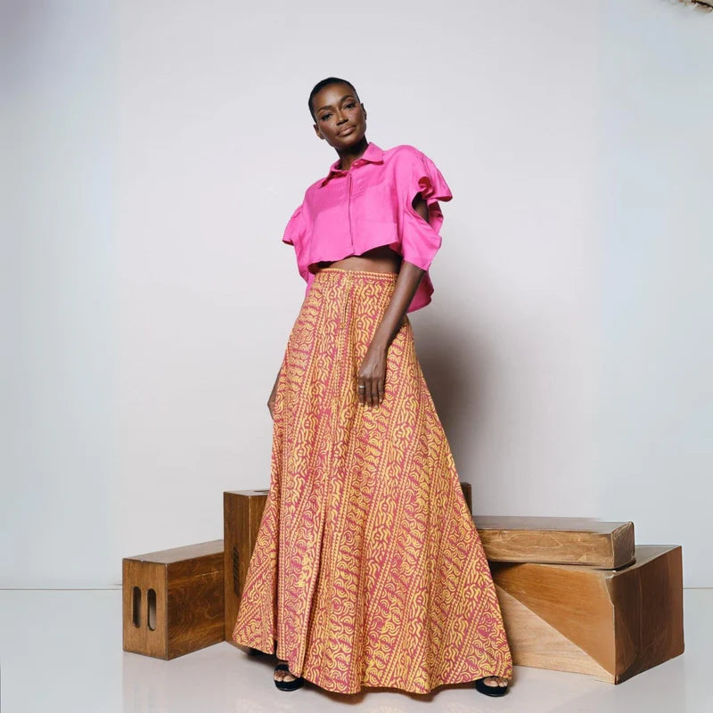 Kahindo Fabric-lined front buttons Praslin Maxi Skirt