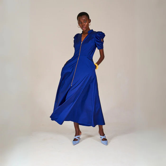 Kahindo Nines Blue Dress with puffed sleeves