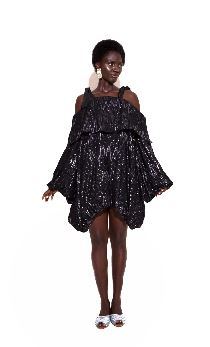 KAYADUA Blum Off Shoulder Dress with silver shimmer