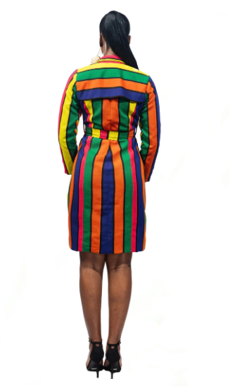 Yeside Laguda Obollo Trench Coat with stunning Aso-Oke belt