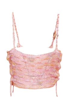 Bloke Pink Marl Knit Top with side lace