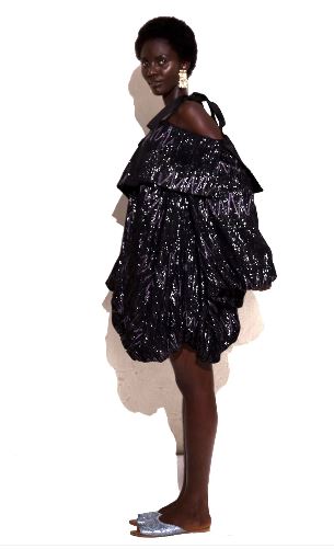KAYADUA Blum Off Shoulder Dress with silver shimmer