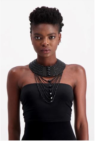 JIAMINI Moya Neck Piece with a cascading layer of beads