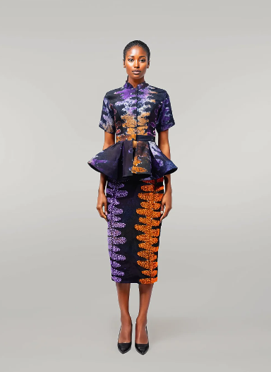 Yeside Laguda Hand-beaded, two-piece top and skirt Badagry Set