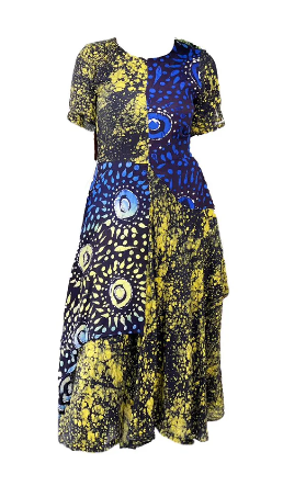 Yeside Laguda Aduke Dress with Adire print and multi-layer design