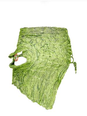Bloke Green Marl Knit handcrafted Skirt with cut-outs