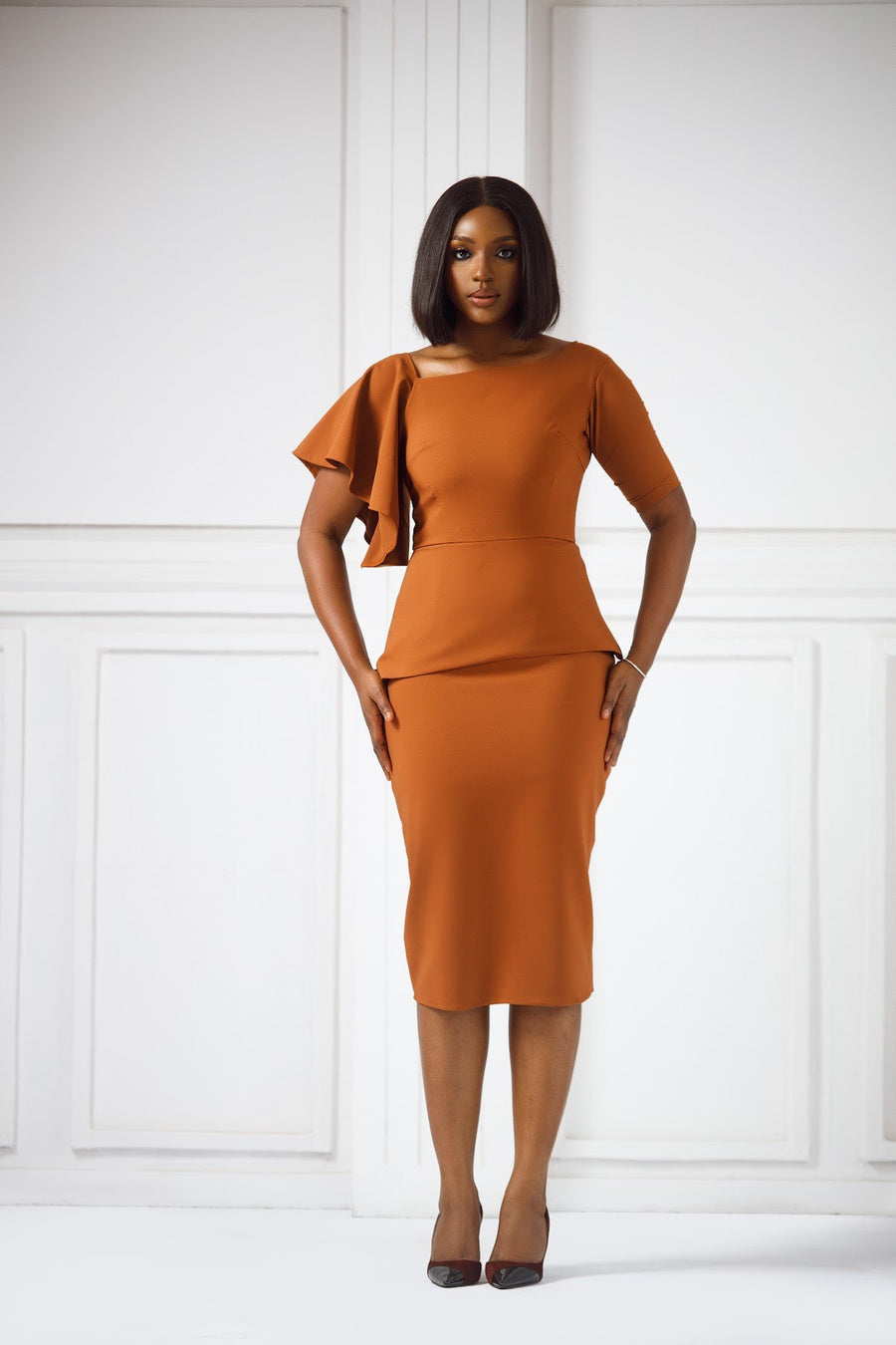 Erilyn Aderonke short sleeve dress with back zip