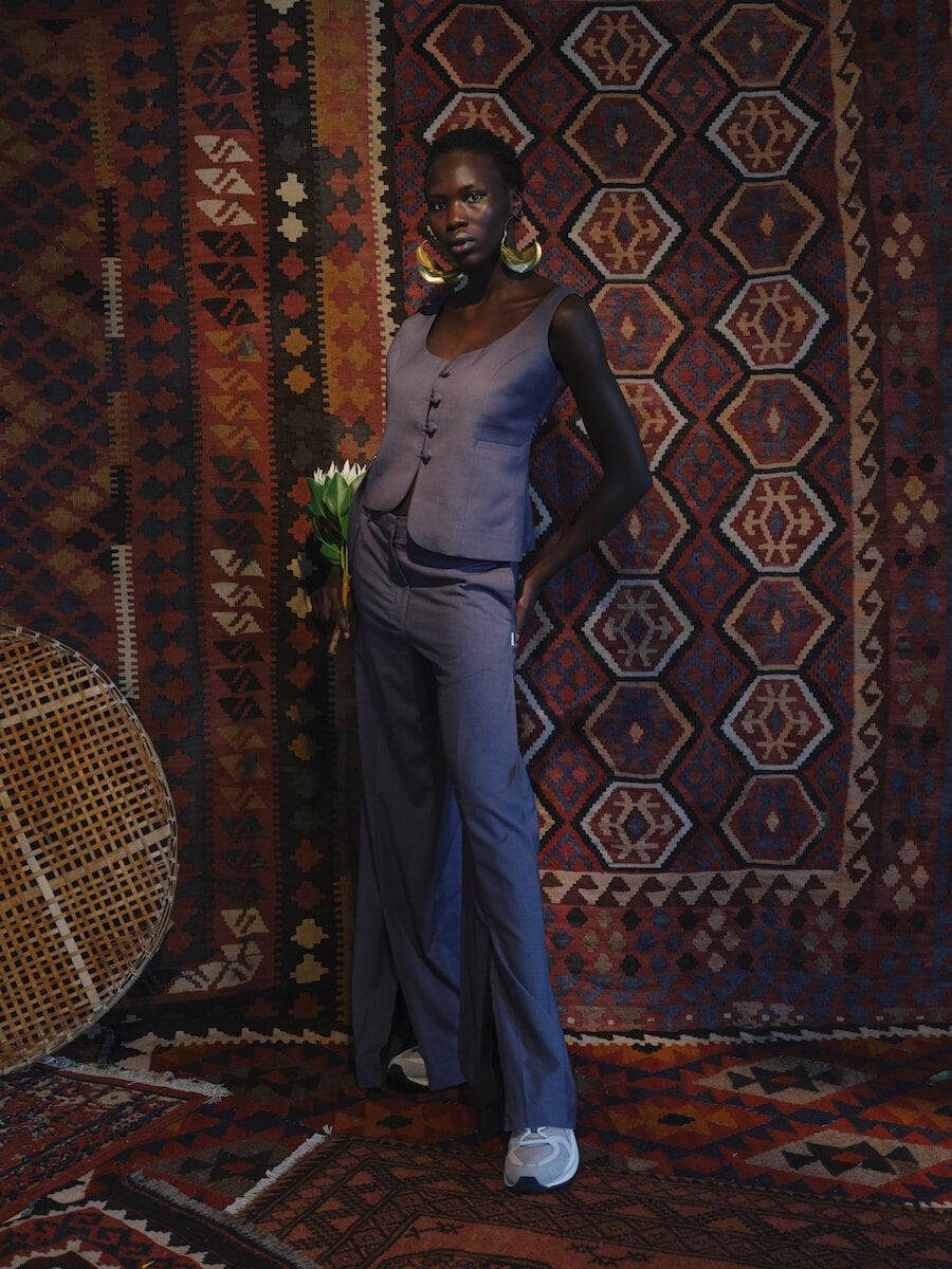 EKANTIK Mshikaji Pleated wide-leg Pants with Two side slit pockets